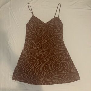 LA Hearts Brown Swirl Pattern Mini Dress